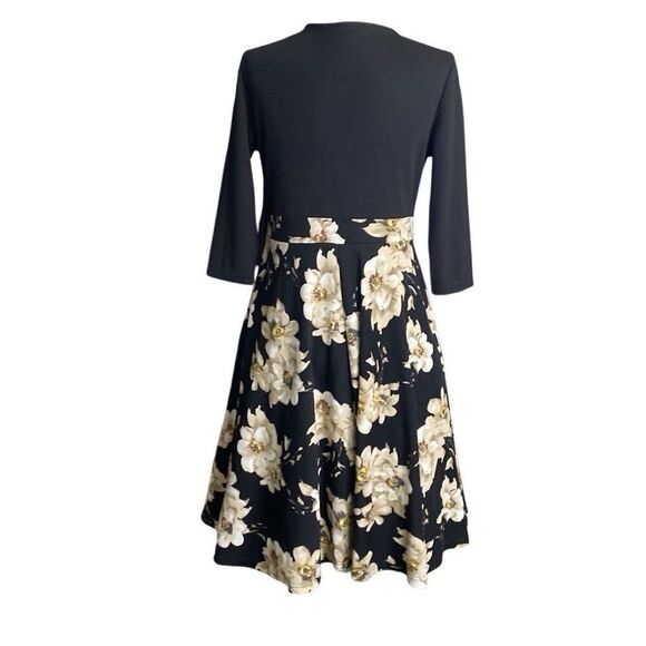 Rephyllis Women’s 1/2 Sleeve Keyhole Floral Midi Dress Black Neutral Size L - Picture 3 of 9